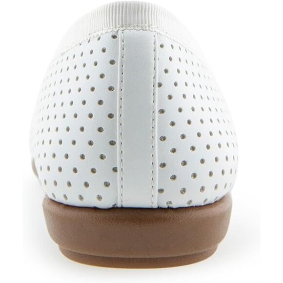 Aerosoles Women White Perf Synthetic Polyurethane Closed Rounded Toe Ballet Flat - Picture 3 of 6